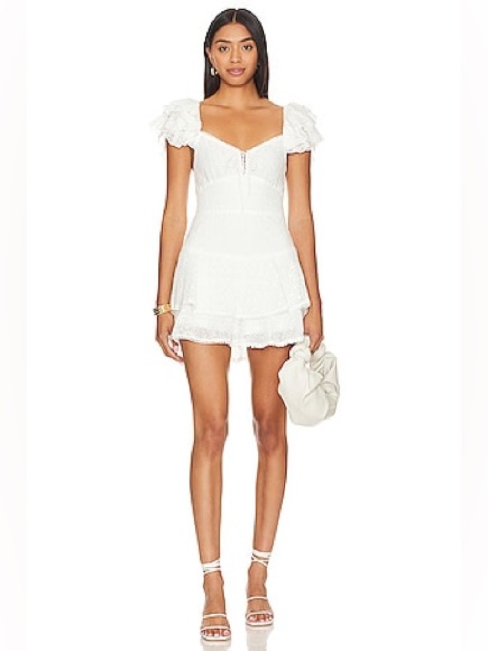 NEW Alice + Olivia Hartford Bustier Evelet Romper OFF WHITE Size 12